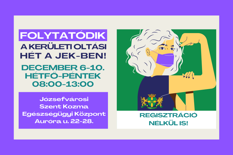   Folytatódik az oltási hét a JEK-ben december 6. és december 10. között