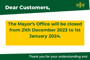 The Mayor's office will be closed from 21th December to 1st January 2024