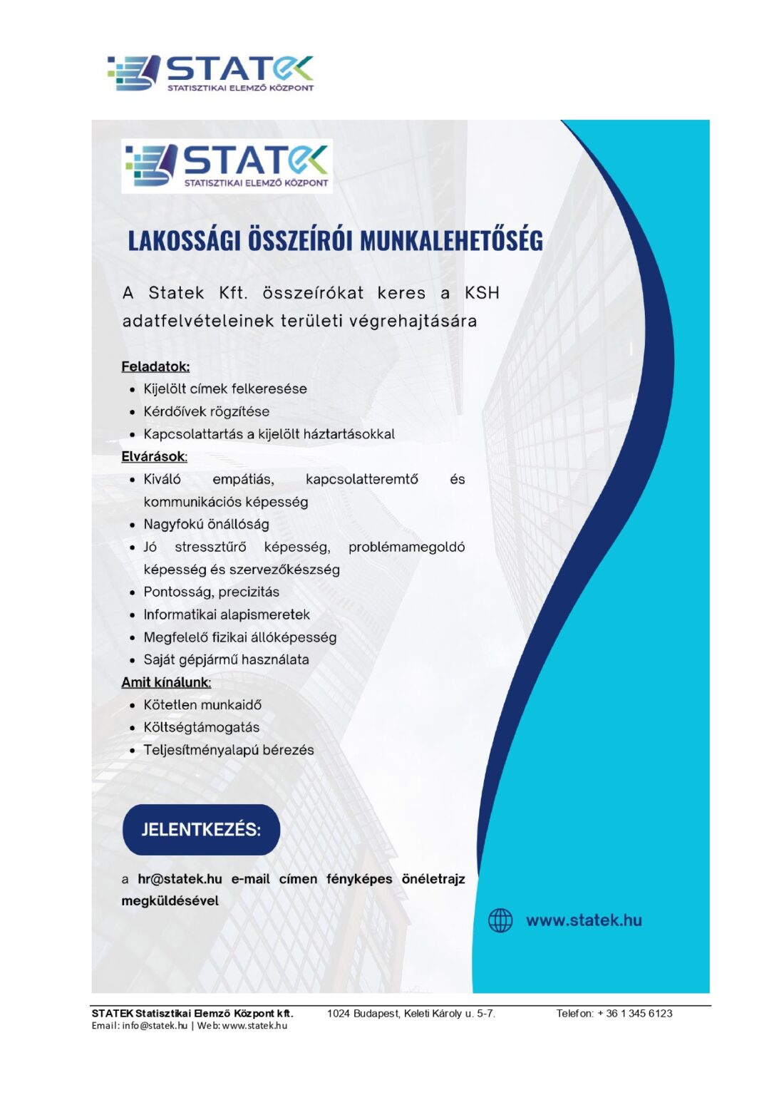 Lakossági összeírói munkalehetőség