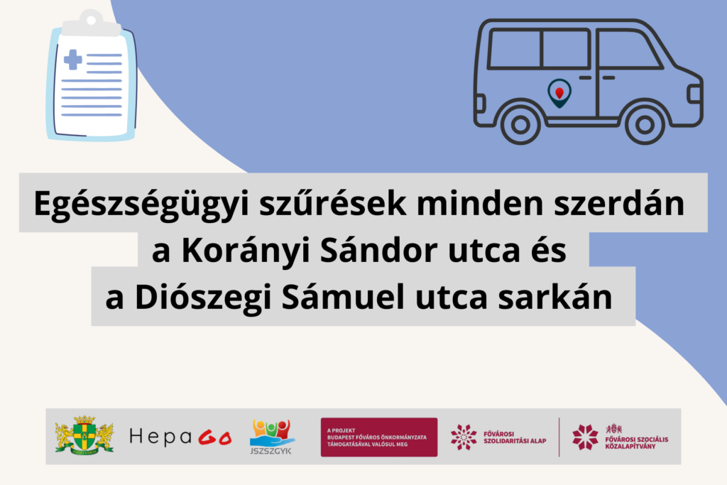 Egészségügyi szűrések minden szerdán a Korányi Sándor utca és a Diószegi Sámuel utca sarkán