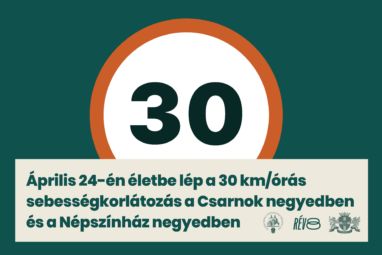 Április 24-én életbe lép a 30 km/órás sebességkorlátozás a Csarnok negyedben és a Népszínház negyedben