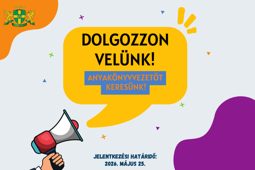 Dolgozzon velünk! Anyakönyvvezetőt keresünk! Jelentkezési határidő: 2026. május 25.  