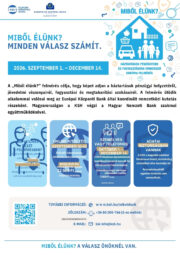 Miből élünk? Minden válasz számít. A „Miből élünk?” felmérés célja, hogy képet adjon a háztartások pénzügyi helyzetéről, jövedelmi viszonyairól, fogyasztási és megtakarítási szokásairól. A felmérés ötödik alkalommal valósul meg az Európai Központi Bank által koordinált nemzetközi kutatás részeként. Magyarországon a KSH végzi a Magyar Nemzeti Bank szakmai együttműködésével. 2026. SZEPTEMBER 1. – DECEMBER 14.